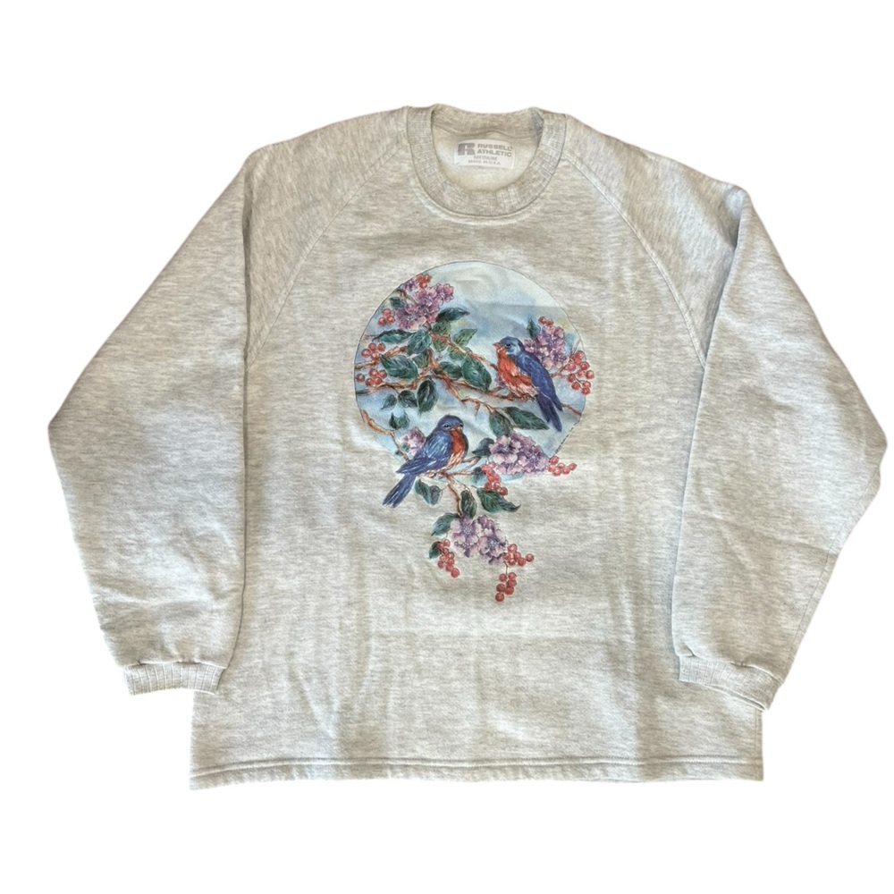 Vintage pulse wear granny, core, cozy, comfy bluebird sweatshirt –M USA made